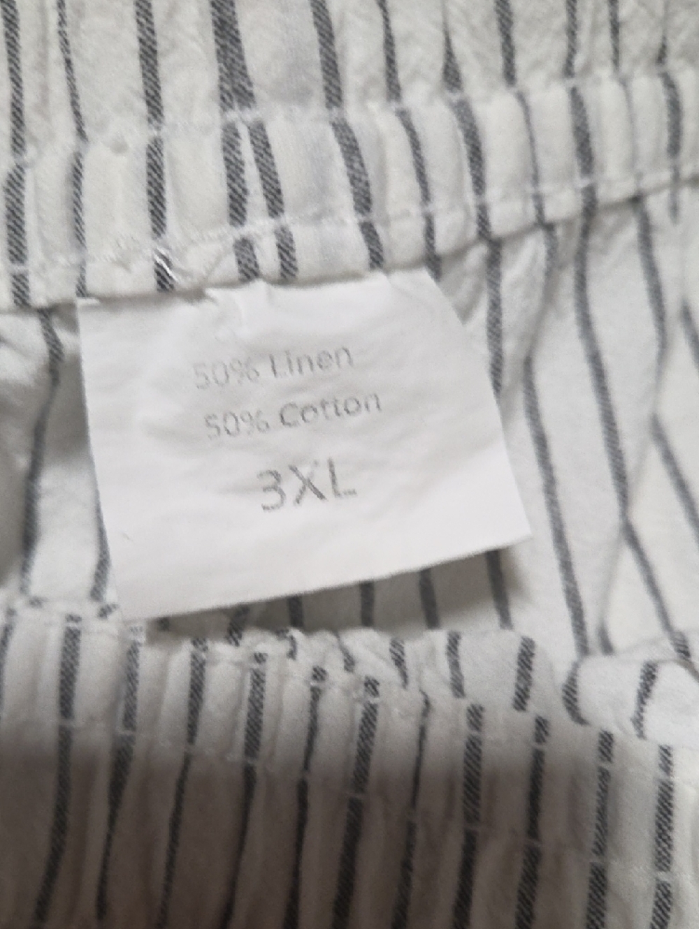 Lightweight Striped Drawstring Pants - White with Black Stripes - Picture 5 of 5